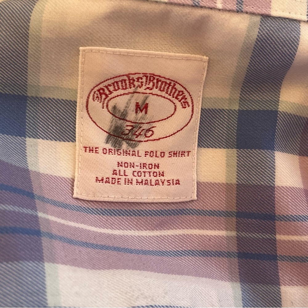 Brooks Brothers Non Iron Long Sleeve Shirt Purple White
Blue Plaid Sz M - Picture 5 of 9